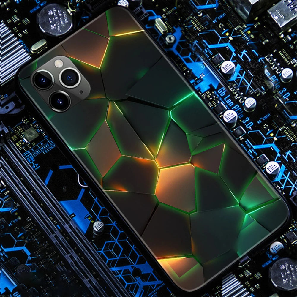 Geometric LED Light Glowing Luminous Phone Case For Samsung