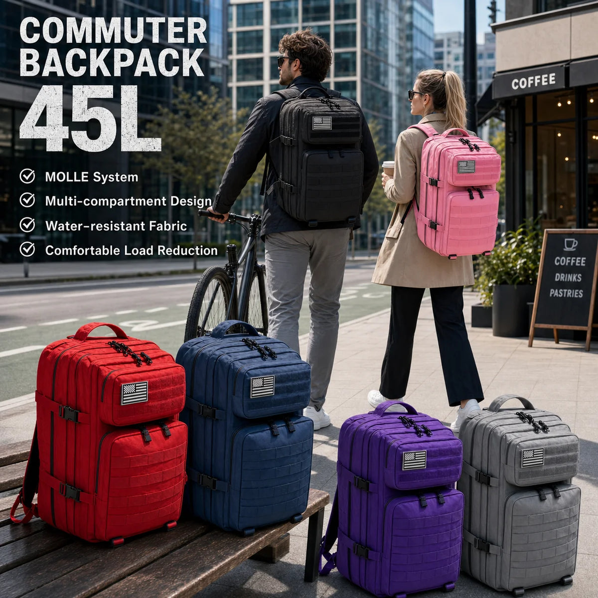 45L Tactical Molle Travel Backpack & Rucksack