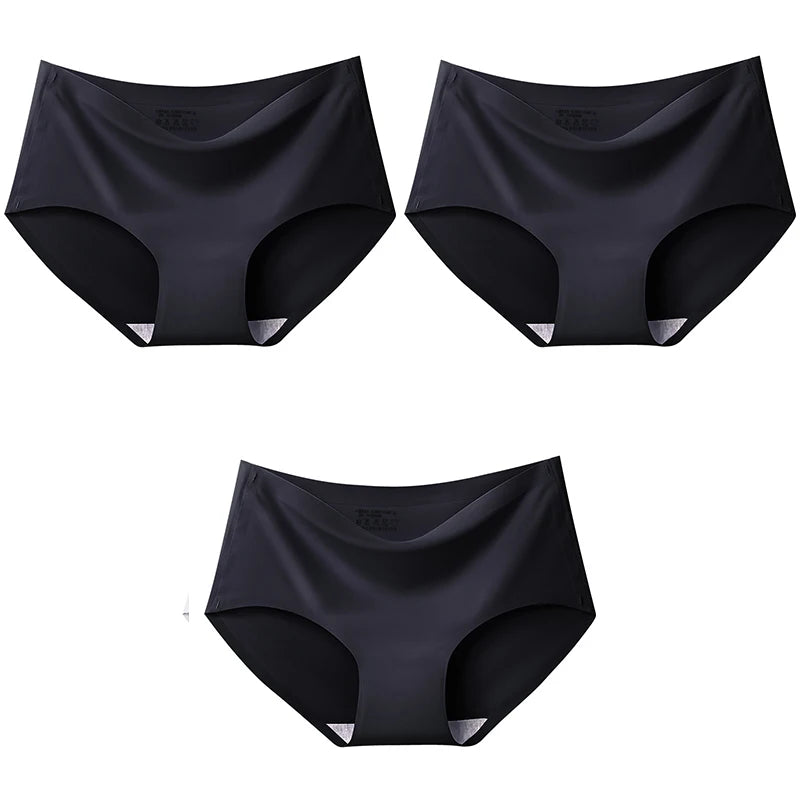 Women's Ice Silk Seamless Panties (3-Pack) – Mid-Waist Invisible Briefs