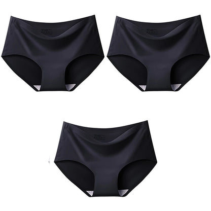Women's Ice Silk Seamless Panties (3-Pack) – Mid-Waist Invisible Briefs