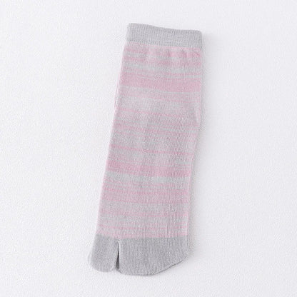 Unisex Retro Striped Cotton Tabi Split-Toe Socks (5-Pack)