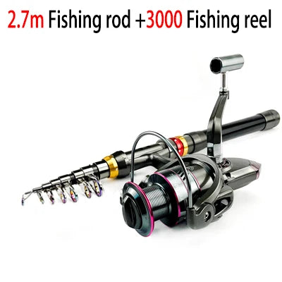1.8-3.6m Carbon Fiber Fishing Rod And Reel Combo