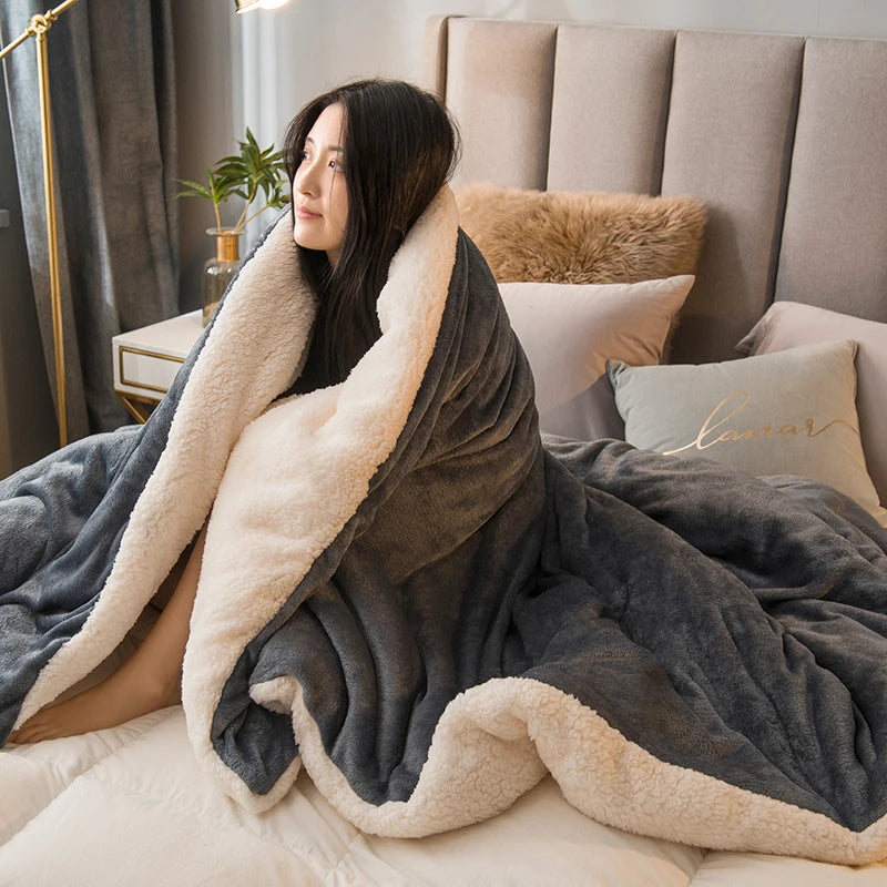 Double Sided Wool Throw Blanket