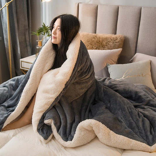 Double Sided Wool Throw Blanket