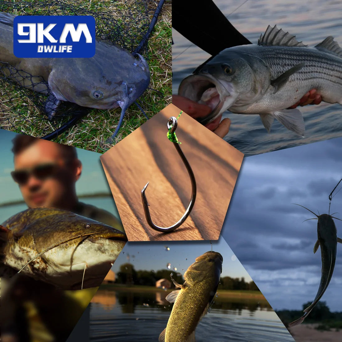 9KM Heavy-Duty High Carbon Steel Circle Fishing Hooks Set