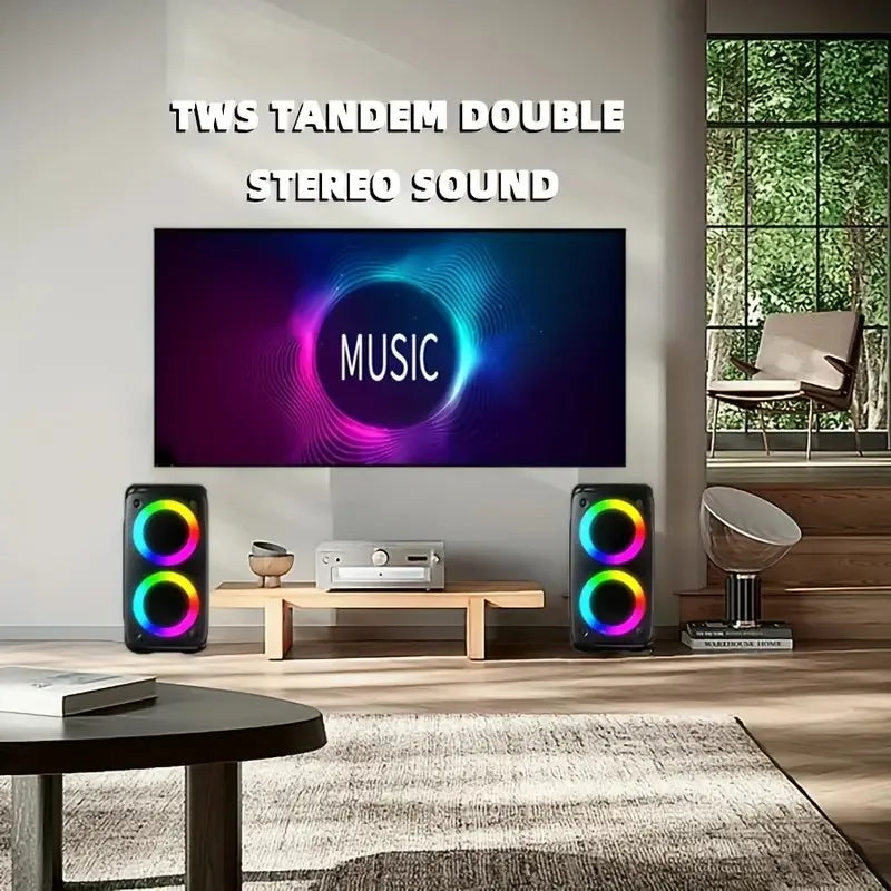 Portable Bluetooth Karaoke Speaker with RGB Lights & Wired Mic