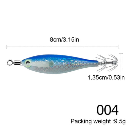 Luminous 80mm Squid Jig Hook Fishing Lures (Artificial Hard Bait)