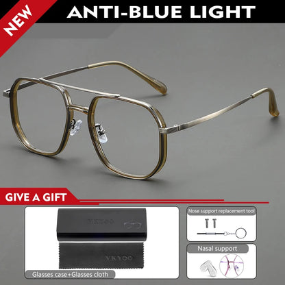 Retro Aviator Anti-Blue Light Glasses with Custom Reading Lenses
