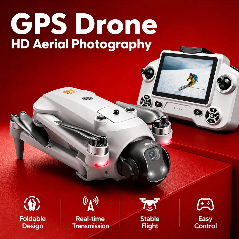 ZNLYRION Foldable GPS RC Drone with Screen Remote & 720P HD Camera