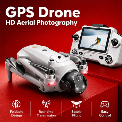 ZNLYRION Foldable GPS RC Drone with Screen Remote & 720P HD Camera