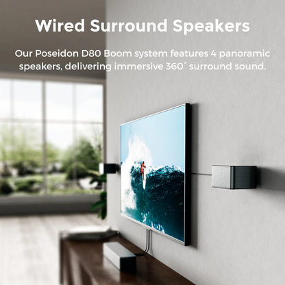ULTIMEA Poseidon D80 Boom 7.1 Channel Dolby Atmos Soundbar - 500W Home Theater System with Wireless Subwoofer & Surround Speakers
