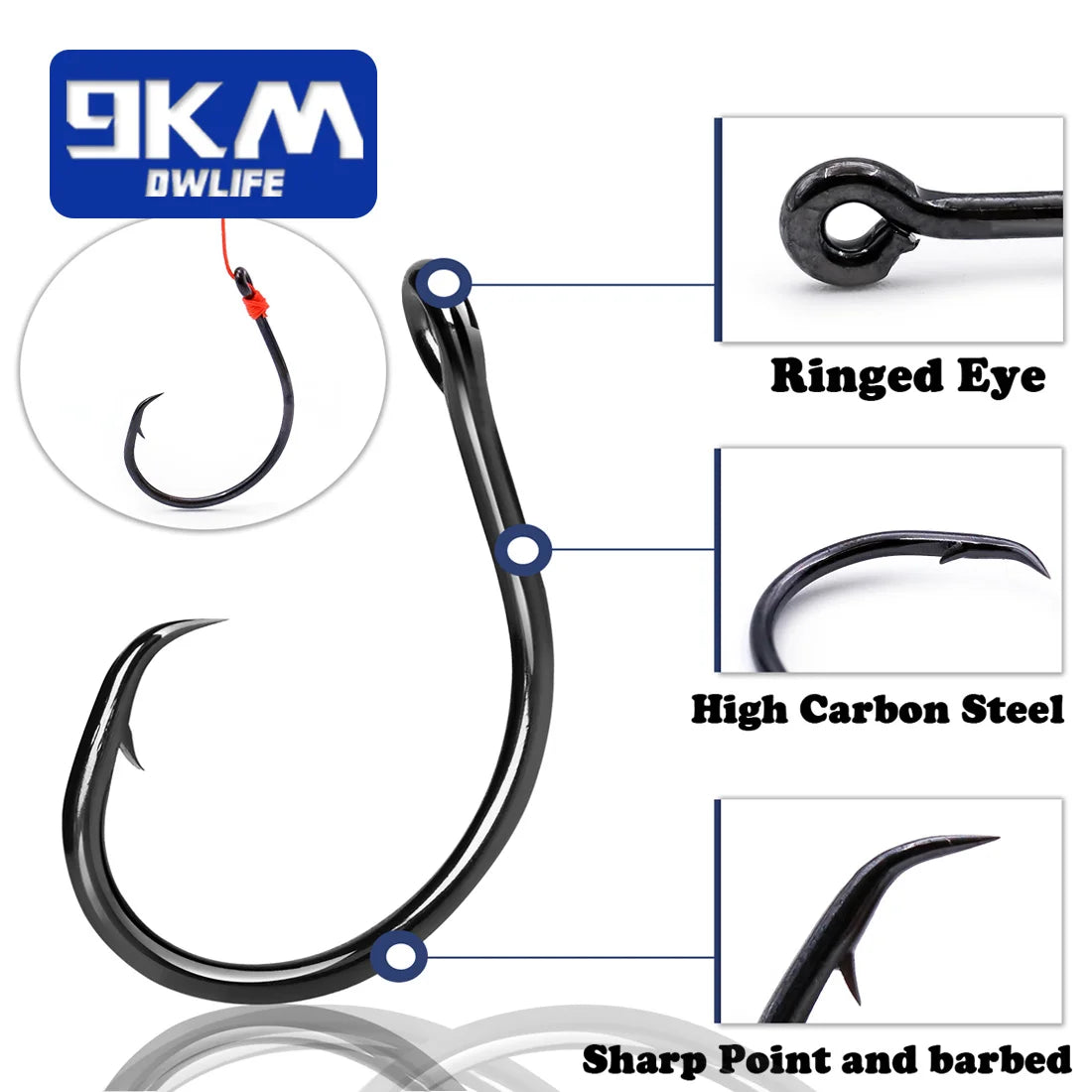 9KM Inline Wide Gap Circle Hooks Set