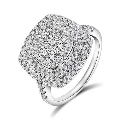 Light Classic 925 Sterling Silver Square Moissanite Ring