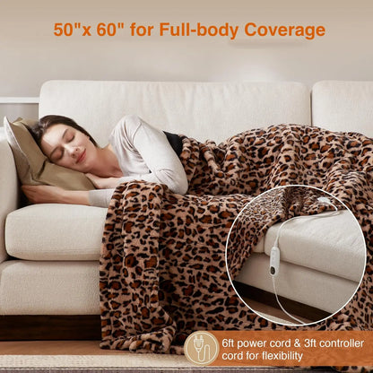 Electric Heated Throw Blanket with Auto Shut Off, 3 Heat Settings