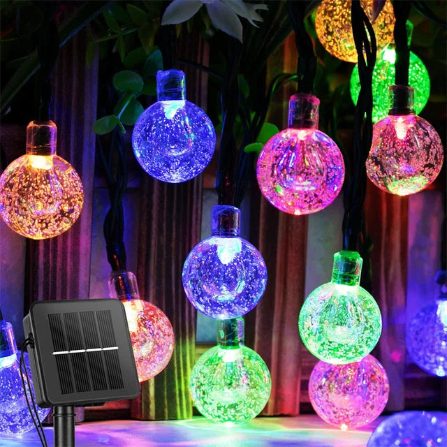 Solar Outdoor Crystal Globe String Lights with 8 Lighting Modes