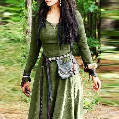 Women's Retro Medieval Renaissance Tunic Dress - Vintage Viking & Celtic Cosplay Costume