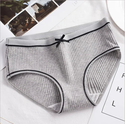 Women’s Ribbed Cotton Mid-Waist Bow Briefs