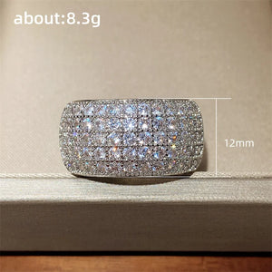 Huitan Paved Cubic Zirconia Sparkling Wide Ring