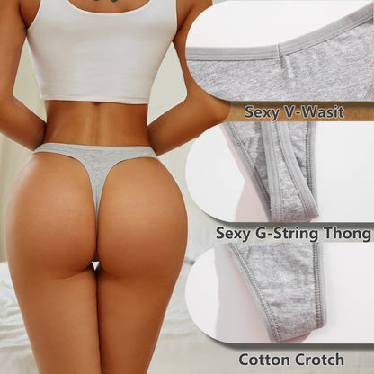 4PCS Cotton Seamless Low Rise Thongs