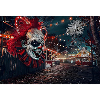 Haunted Carnival Halloween Backdrop - Spooky Circus Photography Prop