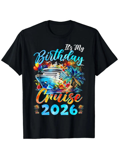 Men’s 100% Cotton Cruise Squad 2026 Graphic T-Shirt – Casual Vacation Short Sleeve Tee