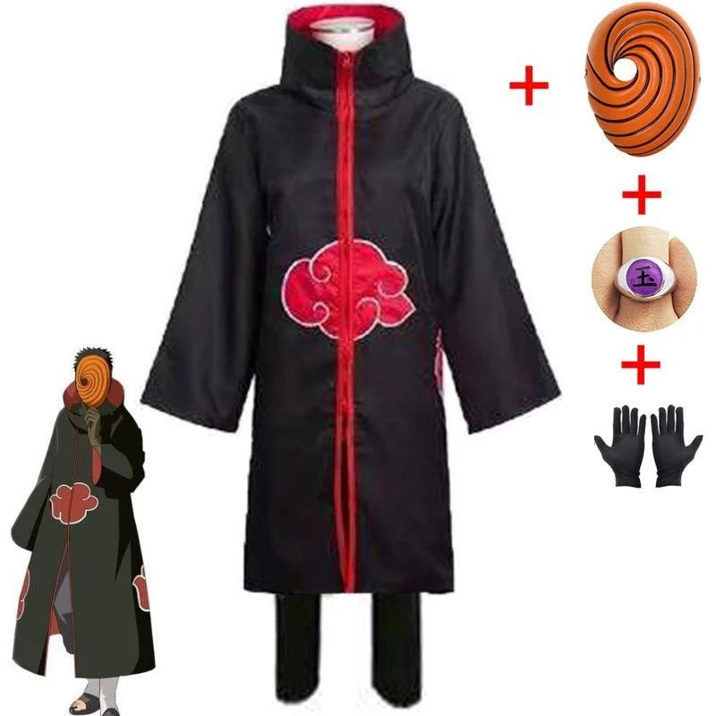 Anime Naruto Akatsuki Tobi / Obito Uchiha Cosplay Costume Set