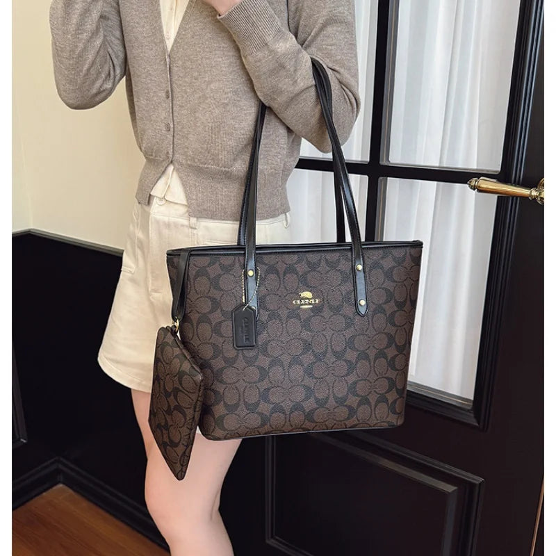Women's Large Capacity Printed Monogram Bucket Tote Bag Set