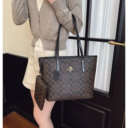 Women's Large Capacity Printed Monogram Bucket Tote Bag Set