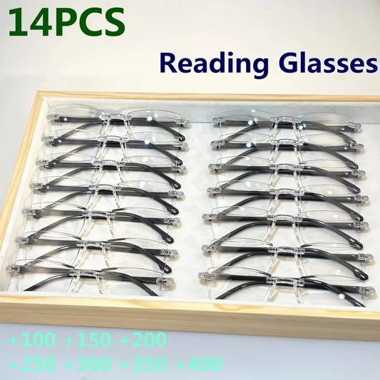 14-Pack Vintage Style Rimless Reading Glasses