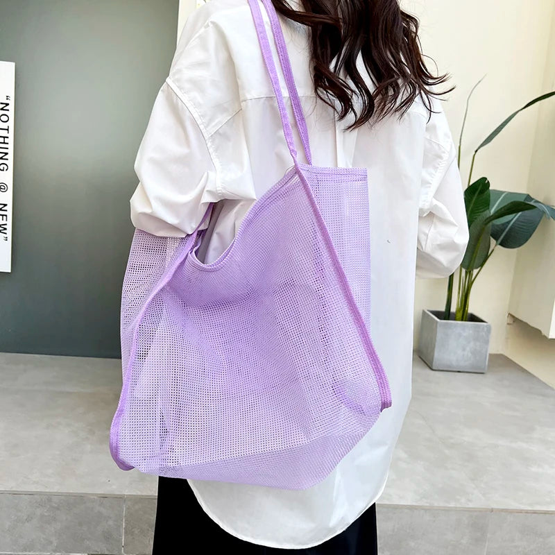 Mesh Beach Travel Shoulder Bag Large Capacity