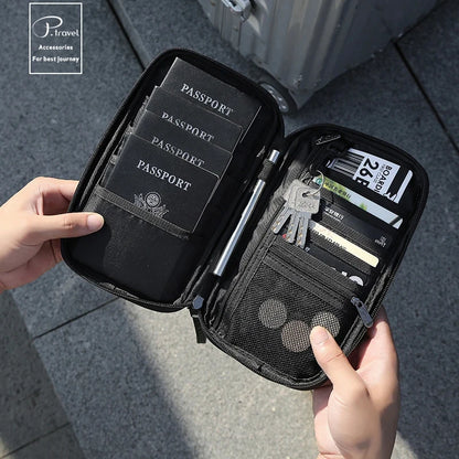 RFID Blocking Family Travel Passport Wallet – Crossbody Document & Ticket Organizer Bag