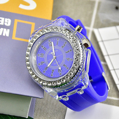 UTHAI Glow Back Rhinestone LED Trendy Wristwatches