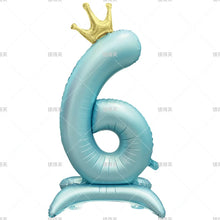 42" Colored Number Stand Foil Balloons with Crown Figures