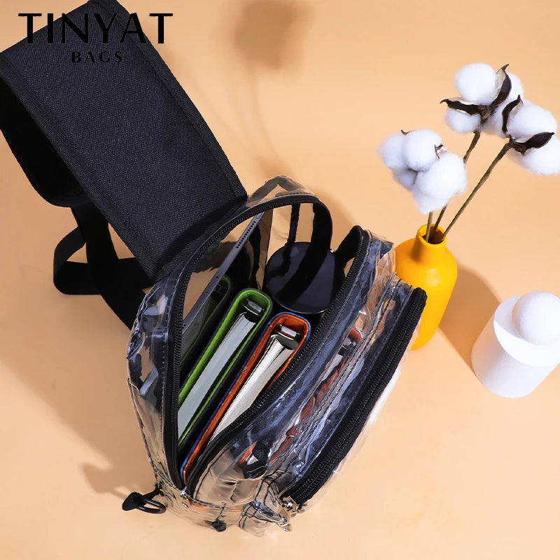 TINYAT Clear PVC Crossbody Sling Bag for Travel & Events