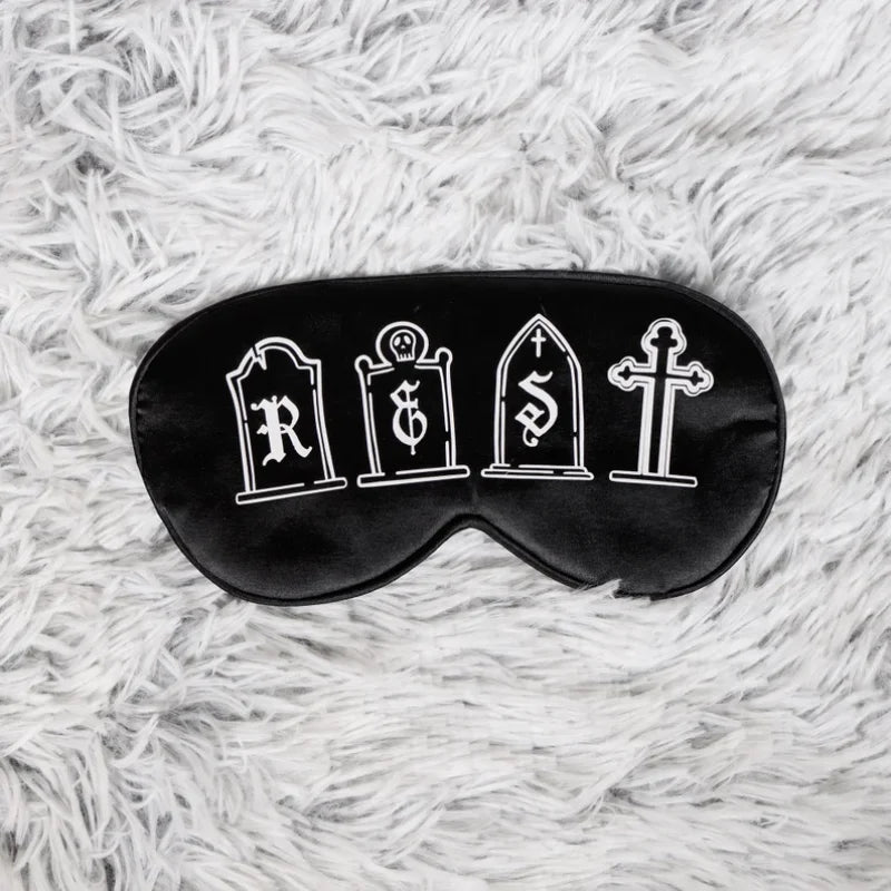 Gothic Black Smooth Eye Mask with Adjustable Strap for Halloween