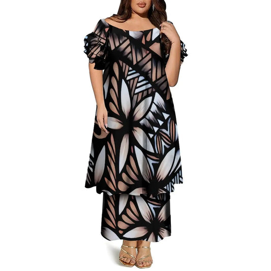 Women’s Plus Size Bohemian Floral Print Maxi Dress – Casual O-Neck Ankle-Length Dress