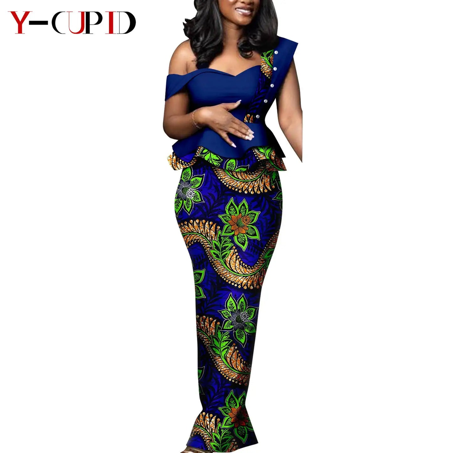 African Print Matching Couple Outfits Men's Dashiki Shirt Set & Women's Dress