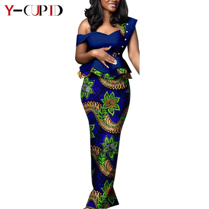 African Print Matching Couple Outfits Men's Dashiki Shirt Set & Women's Dress