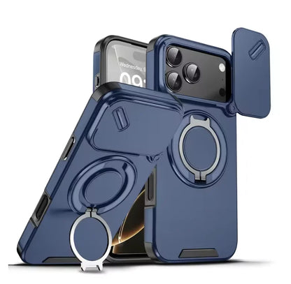 Armor Shockproof Magnetic Ring Stand iPhone Case with Camera Cover