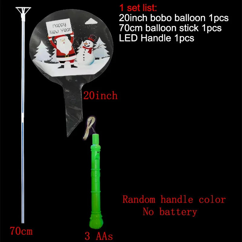 Christmas LED Light Up Bobo Balloons, 20 Inch Bubble Balloons with 3 Levels Flashing Handle