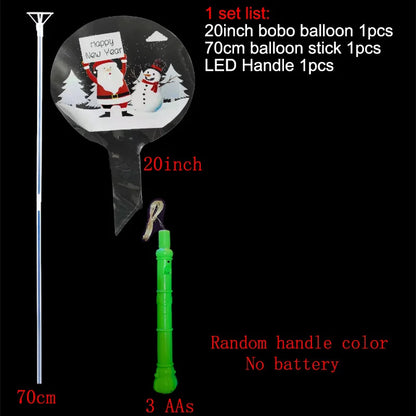 Christmas LED Light Up Bobo Balloons, 20 Inch Bubble Balloons with 3 Levels Flashing Handle