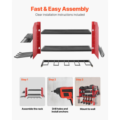 SucceBuy 3-Tier Wall-Mounted Power Tool Storage Organizer