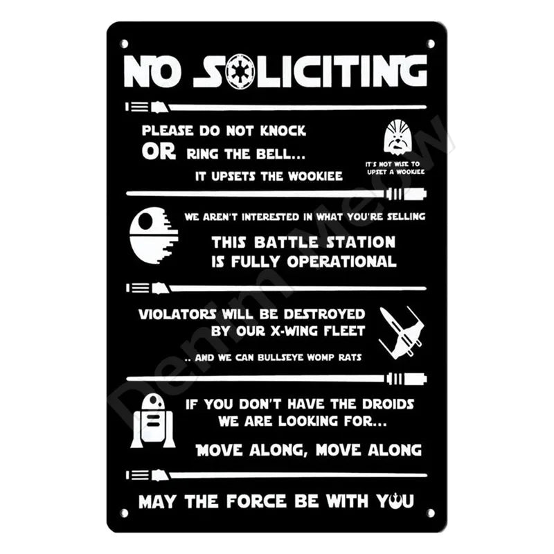 Funny No Soliciting Vintage Metal Tin Sign