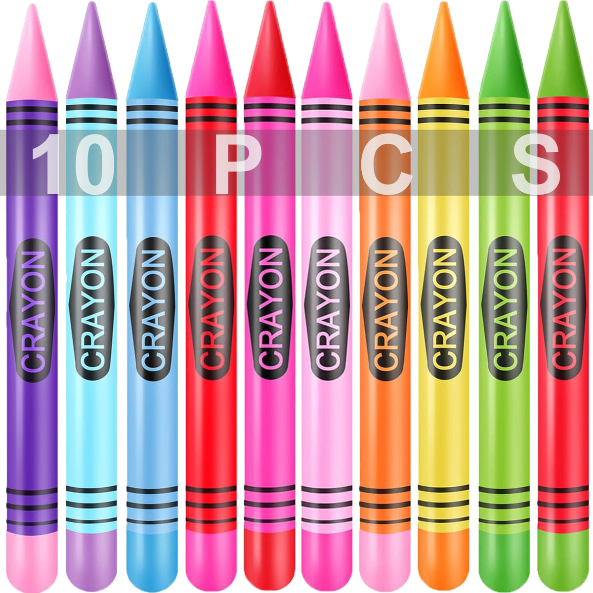 Jumbo Inflatable Crayon Balloon Set - Neon Back to School & Classroom Party Decor