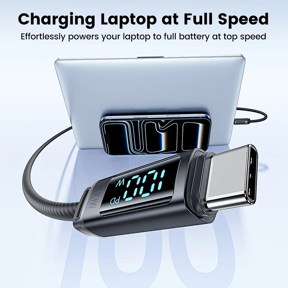 Toocki 100W USB-C to USB-C Fast Charging Cable with LED Digital Display