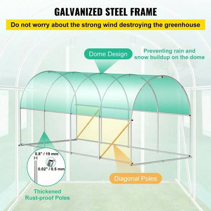 Walk-In Tunnel Outdoor Greenhouse with Galvanized Steel Frame