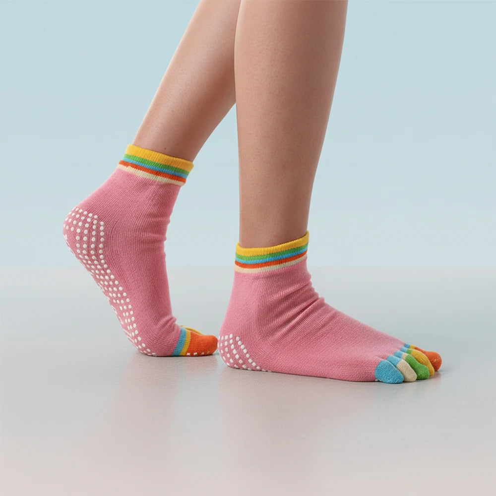 Women's Anti-Slip Cotton Five-Finger Yoga & Sports Toe Socks