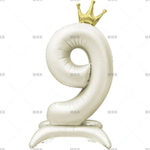 42" Colored Number Stand Foil Balloons with Crown Figures