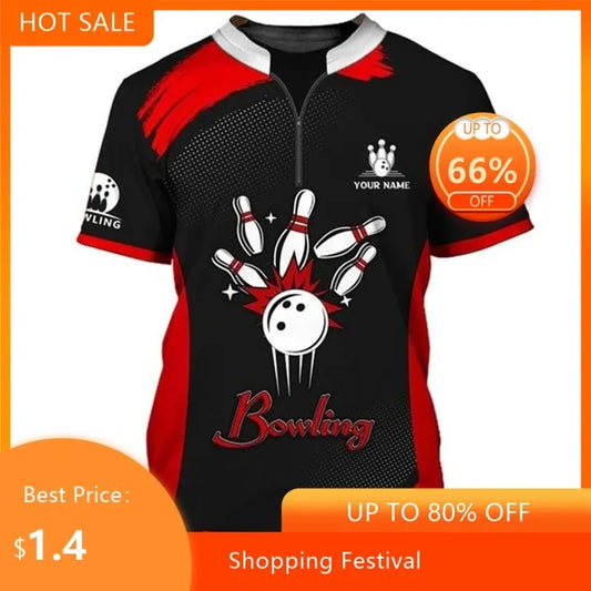 Men's Custom Name Bowling Pins Performance Jersey Shirt