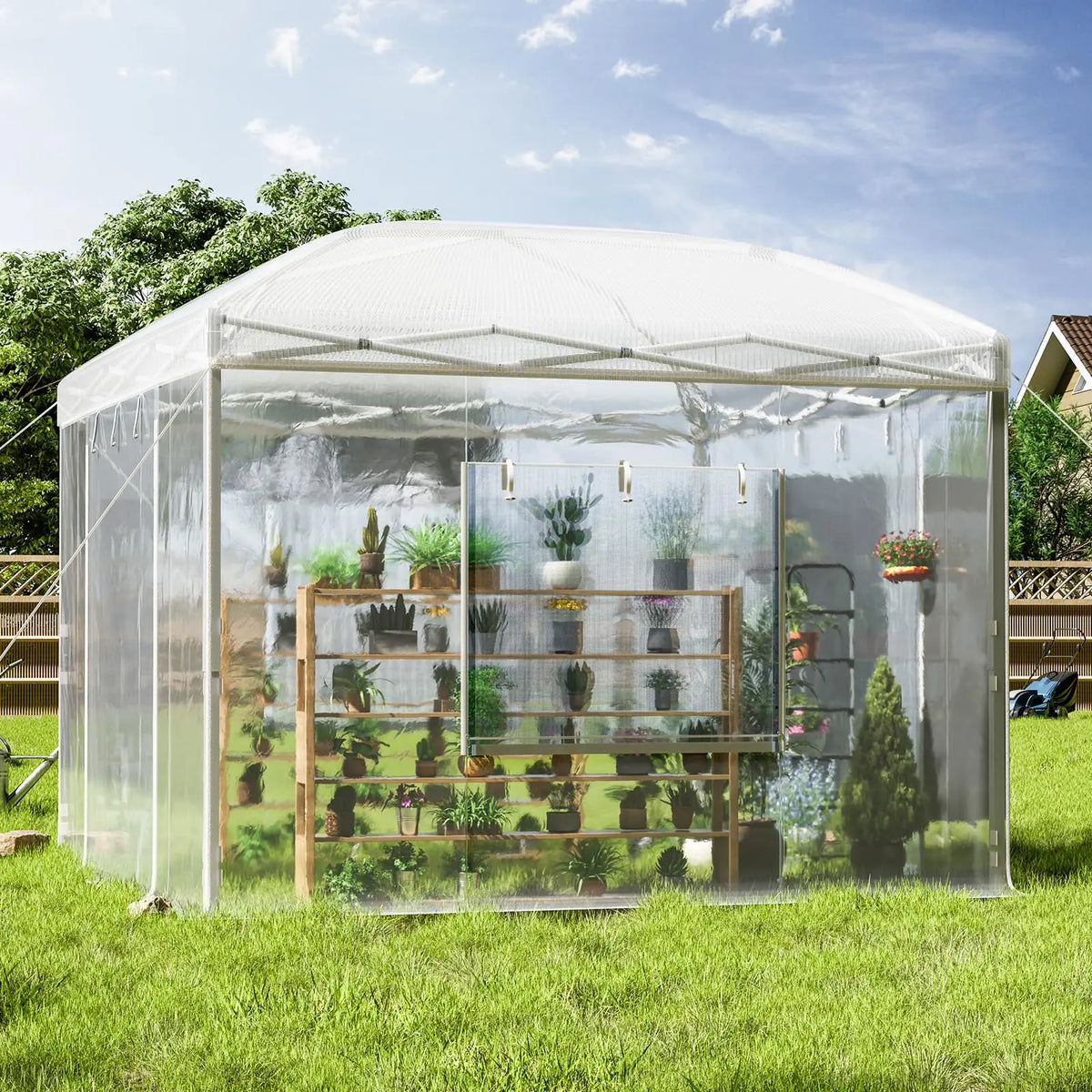 10x10 FT Portable Walk-in Pop-Up Greenhouse – Outdoor Plant Shelter & Garden Canopy
